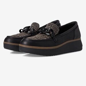 Clarks Zylah May - black and Brown platform wedge Loafers